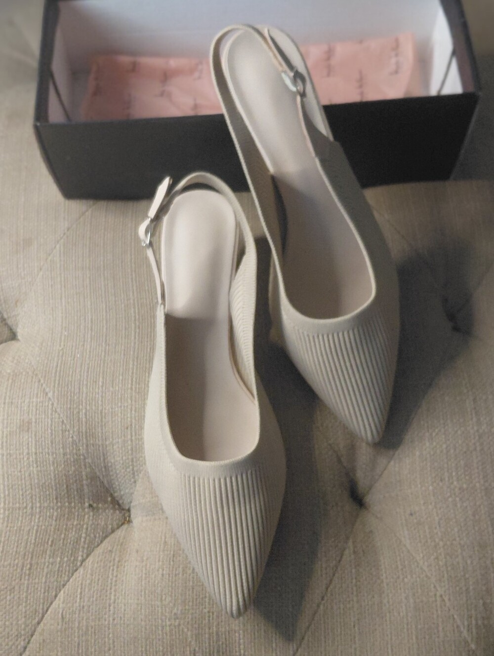 Pointed-Toe Kitten Slingback Elegant Arch Support